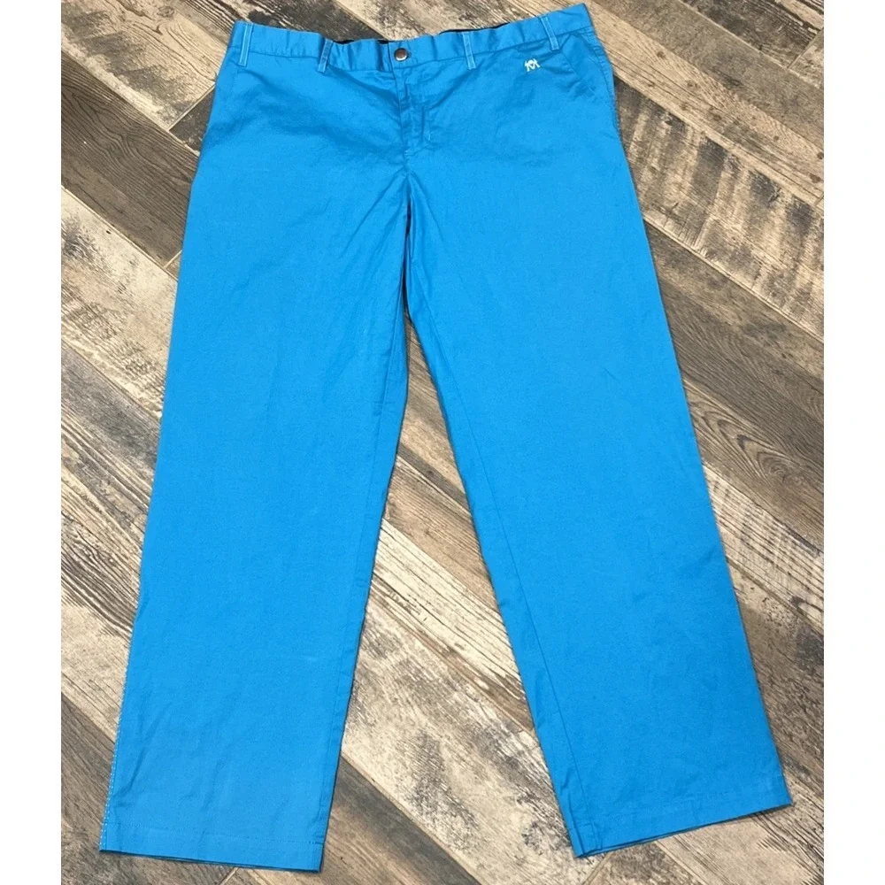 Lesmart‎ Golf Pants Mens Blue Straight Leg Chinos Flex Waist Cotton Blend 41x33